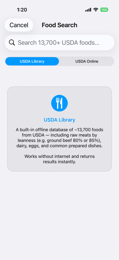 Built in USDA database